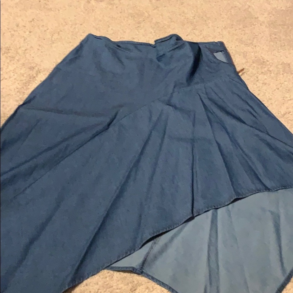 Asymmetrical blue jean skirt, size 8